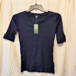 COPY - .NWT Ralph Lauren navy Short sleeve women's top size small S
